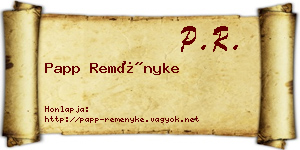 Papp Reményke névjegykártya