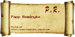 Papp Reményke névjegykártya